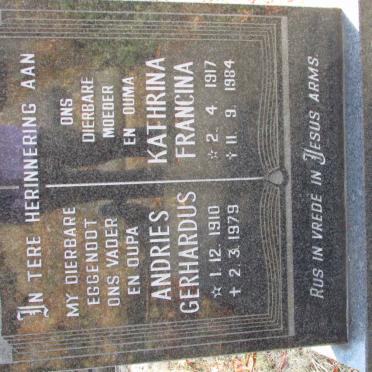 STADEN Andries Gerhardus, van 1910-1979 &amp; Kathrina Francina 1917-1984