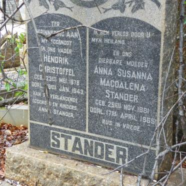 STANDER Hendrik Christoffel 1876-1943 &amp; Anna Susanna Magdalena 1881-1965