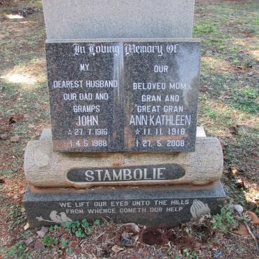 STAMBOLIE John 1916-1988 &amp; Ann Kathleen 1918-2008
