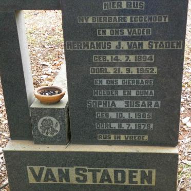 STADEN Hermanus J., van 1894-1952 &amp; Sophia Susara 1905-1978