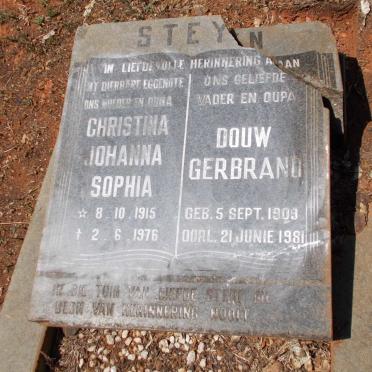 STEYN Douw Gerbrand 1909-1981 &amp; Christina Johanna Sophia 1915-1976