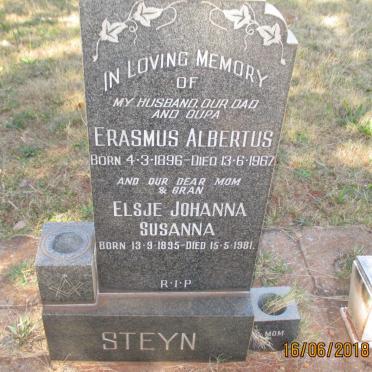 STEYN Erasmus Albertus 1896-1967 &amp; Elsje Johanna Susanna 1895-1981