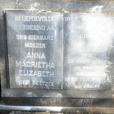 STEYN Anna Magrietha Elizabeth nee COETZEE -1954