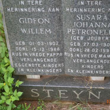 STEYN Gideon Willem 1902-1988 &amp; Susara Johanna Petronella JOUBERT 1903-1997