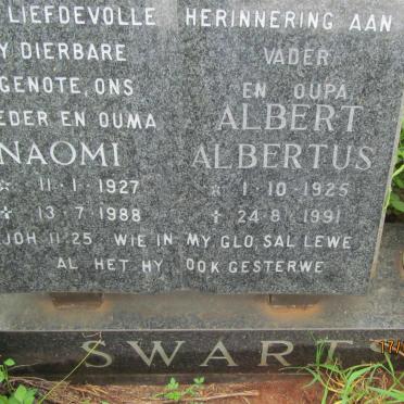 SWART Albert Albertus 1925-1991 &amp; Naomi 1927-1988