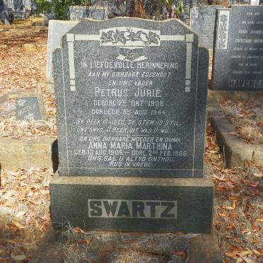 SWARTZ Petrus Jurie 1906-1944 &amp; Anna Maria Marthina 1905-1966