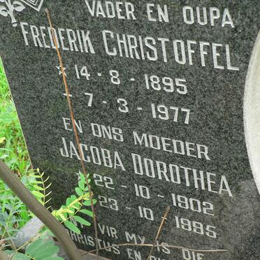 SWANEPOEL Frederik Christoffel 1895-1977 &amp; Jacoba Dorothea 1902-1995