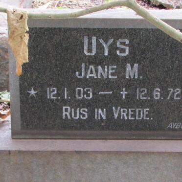 UYS Jane M. 1903-1972