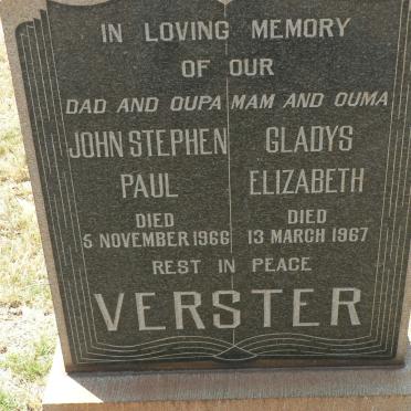 VERSTER John Stephen Paul -1966 &amp; Gladys Elizabeth -1967