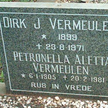 VERMEULEN Dirk J. 1899-1971 &amp; Petronella Aletta 1905-1981