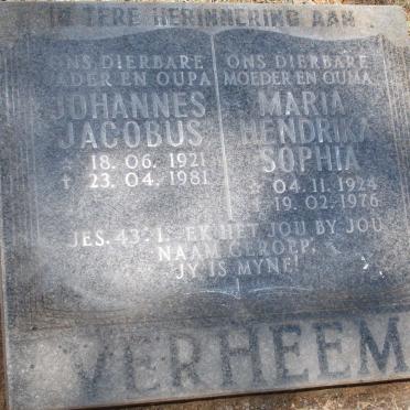 VERHEEM Johannes Jacobus 1921-1981 &amp; Maria Hendrika Sophia 1924-1976