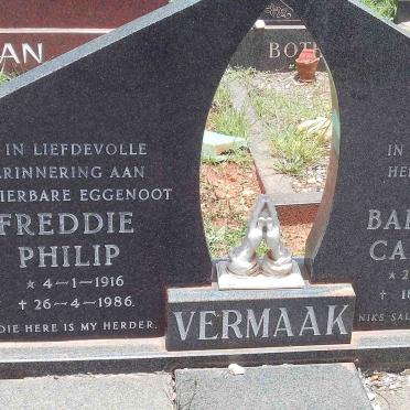 VERMAAK Freddie Philip 1916-1986 &amp; Barendina Carolina 1913-1998