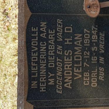 VELDMAN Andries H.D. 1907-1947