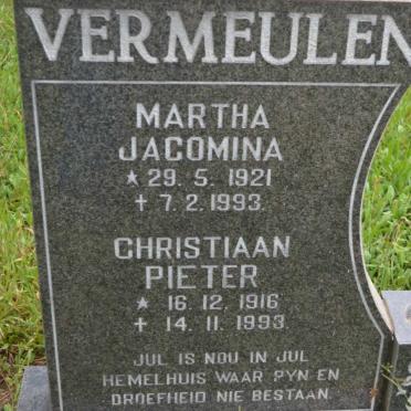 VERMEULEN Christiaan Pieter 1916-1993 &amp; Martha Jacomina 1921-1993