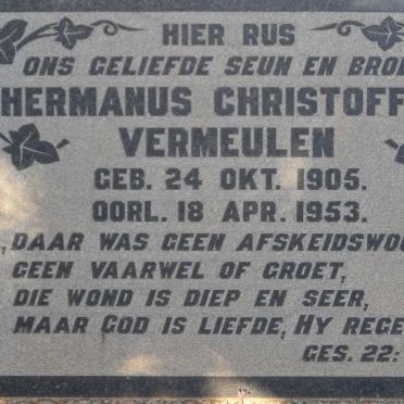 VERMEULEN Hermanus Christoffel 1905-1953