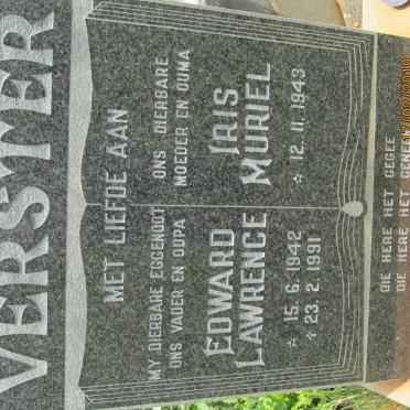 VERSTER Edward Lawrence 1942-1991 &amp; Iris Muriel 1943-