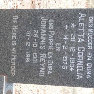 VERSTER Johannes Reyno 1901-1981 &amp; Aletta Cornelia 1904-1975