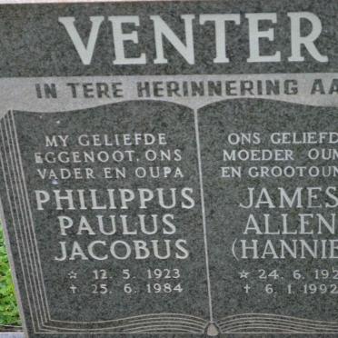 VENTER Philippus Paulus Jacobus 1923-1984 &amp; James Allen 1921-1992