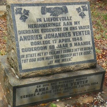 VENTER Andries Johannes -1945 &amp; Anna Sophia 1884-1954