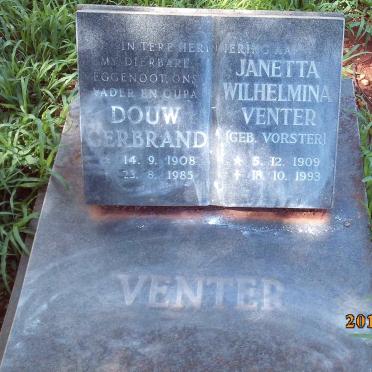 VENTER Douw Gerbrand 1908-1985 &amp; Janetta Wilhelmina VORSTER 1909-1993