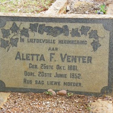 VENTER Aletta F. 1881-1952