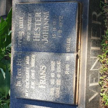 VENTER Frans 1882-1966 &amp; Hester Johanna 1885-1972