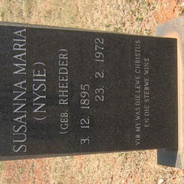 VENTER Susanna Maria nee RHEEDER 1895-1972