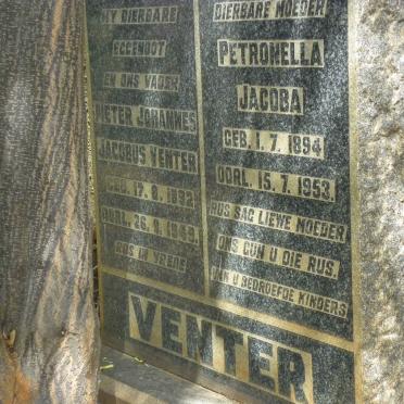 VENTER Pieter Johannes Jacobus 1892-1949 &amp; Petronella Jacoba 1894-1953