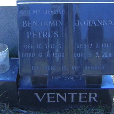VENTER Benjamin Petrus 1915-1986 &amp; Johanna 1917-2008