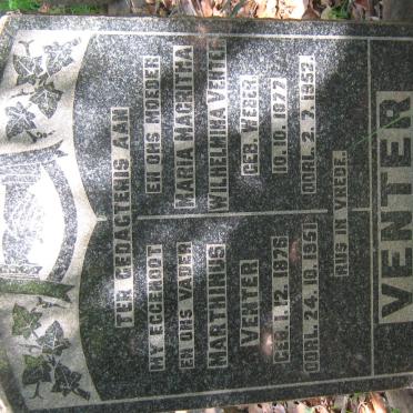 VENTER Marthinus 1876-1951 &amp; Maria Magritha Wilhelmina WEBER 1877-1952