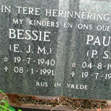 VENTER P.S. 1939-1992 &amp; E.J.M. 1940-1991