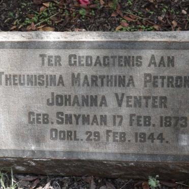 VENTER Theunisina Marthina Petronella Johanna nee SNYMAN 1873-1944