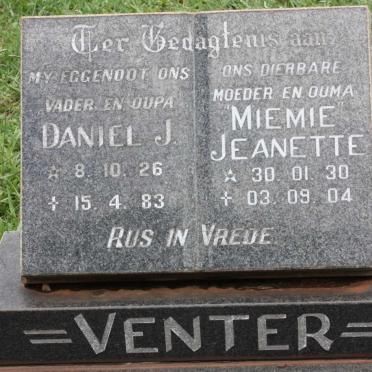 VENTER Daniel J. 1926-1983 &amp; Jeanette 1930-2004