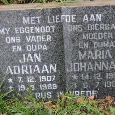 VENTER Jan Adriaan 1907-1989 &amp; Maria Johanna K. 1911-1994