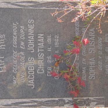VENTER Jacobus Johannes Christiaan 1911-1962 &amp; Sophia Susara V.D. BERG 1915-1984