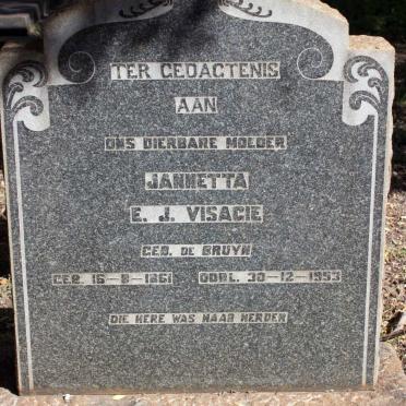VISAGIE Jannetta E.J. nee DE BRUYN 1861-1953