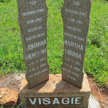 VISAGIE Martha Louisa 1910-1985 :: VISAGIE Johanna Hendrina 1935-1985
