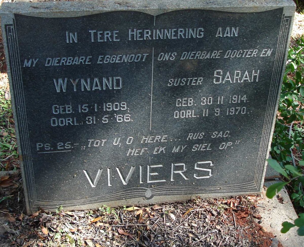 VIVIERS Wynand 1909-1966 &amp; Sarah 1914-1970