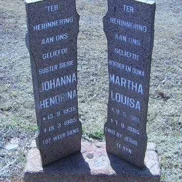 VISAGIE Johanna Hendrina 1935-1985 :: VISAGIE Martha Lousia 1910-1985
