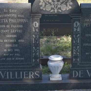 VILLIERS Petrus Johannes, de 1871-1955 &amp; Aletta Philippina DE VILLIERS 1882-1961
