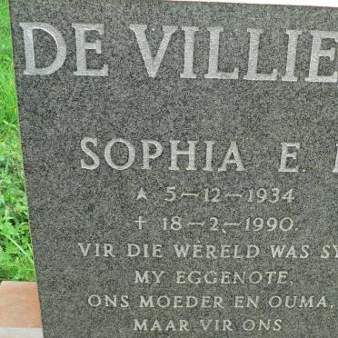 VILLIERS Sophia E.F., de 1934-1990