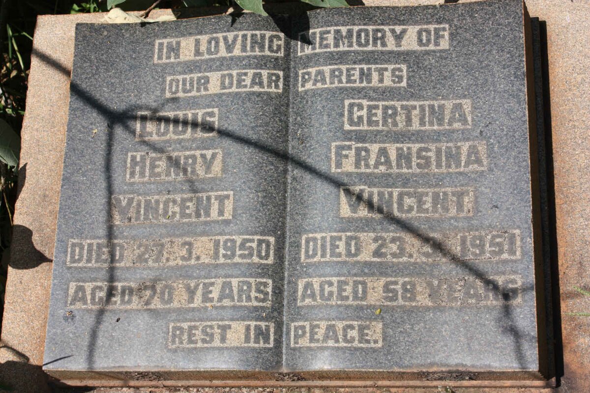 VINCENT Louis Henry -1950 &amp; Gertina Fransina -1951