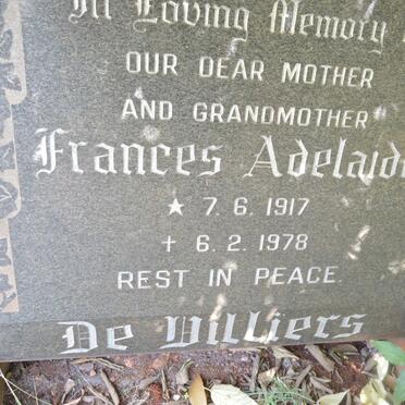 VILLIERS Frances Adelaide, de 1917-1978