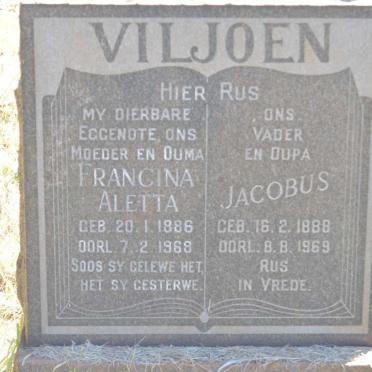 VILJOEN Jacobus 1888-1969 &amp; Francina Aletta 1886-1968