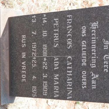 VILJOEN Francois Petrus 1908-1972 &amp; Catharina Ada Maria 1909-1975