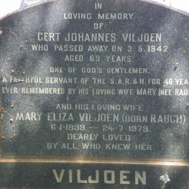 VILJOEN Gert Johannes -1942 &amp; Mary Eliza RAUCH 1899-1979