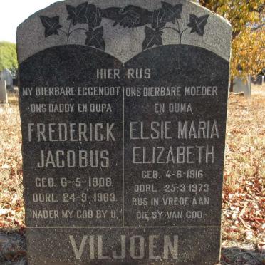 VILJOEN Frederick Jacobus 1908-1963 &amp; Elsie Maria Elizabeth 1916-1973