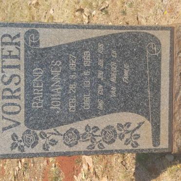 VORSTER Barend Johannes 1927-1969
