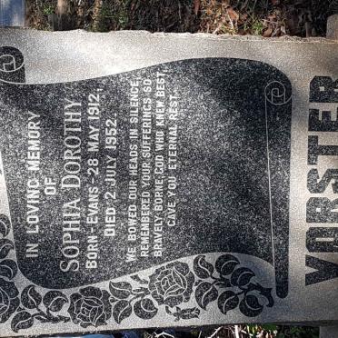 VORSTER Sophia Dorothy nee EVANS 1912-1952
