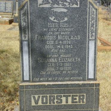 VORSTER Francois Nicolaas 1896-1945 &amp; Susanna Elizabeth 1901-1970